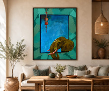 Blue Ghats & Elephant Canvas Painting