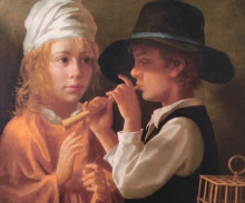 The Flute Lesson Canvas Painting