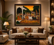 Krishna's Return to Vraj Canvas Painting