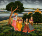 Radha Krishna in Vrindavan Canvas Painting